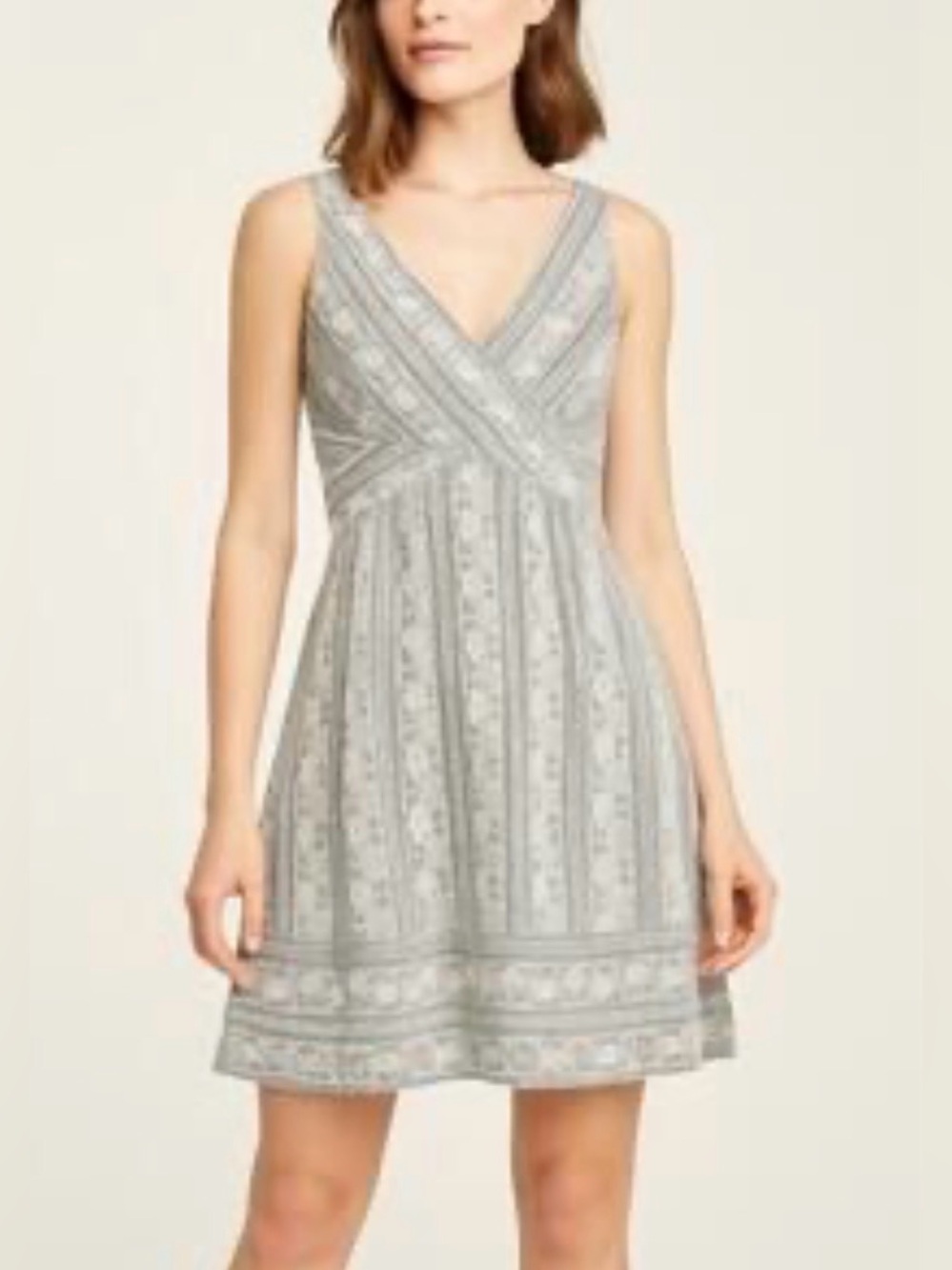 BCBGeneration Sleeveless V-Neck Grey Lace Dress size 4 #1217